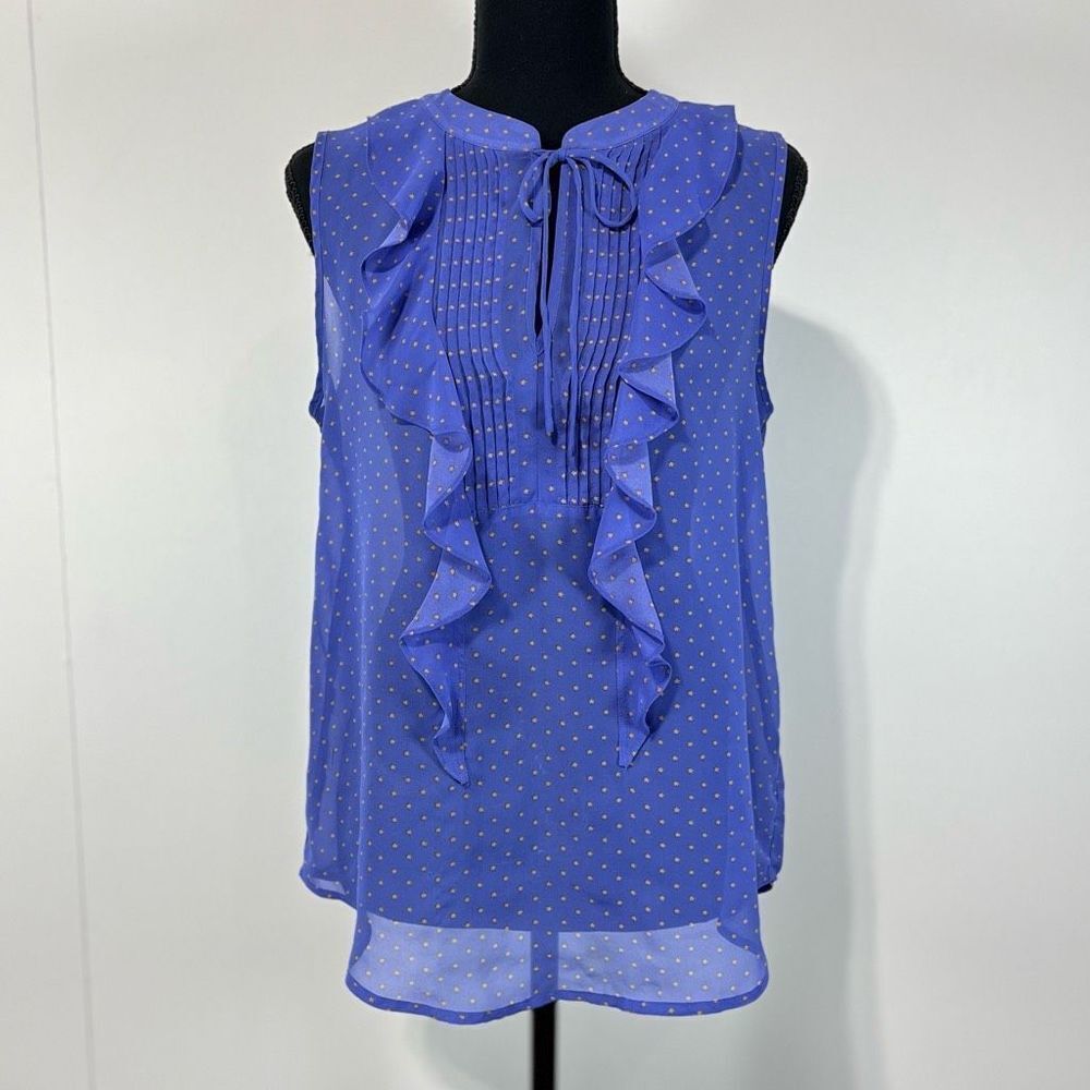 Ann Taylor Loft Periwinkle Ruffle Sleeveless Blouse Size S Women’s Stars